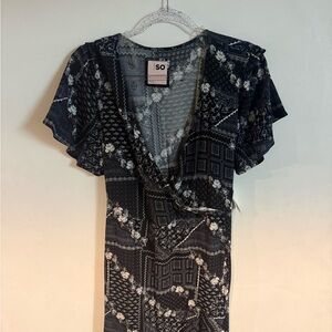 Sonoma Black and White Patterned Dress